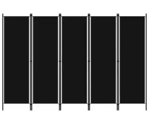 vidaXL Paravan de cameră cu 5 panouri, negru, 250 x 180 cm