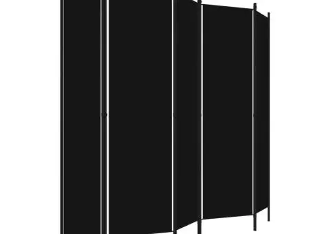 Paravan de cameră cu 5 panouri, negru, 250 x 180 cm - 3/5