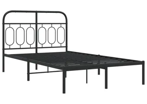 Cadru de pat metalic cu tăblie, negru, 120x190 cm - 3/5