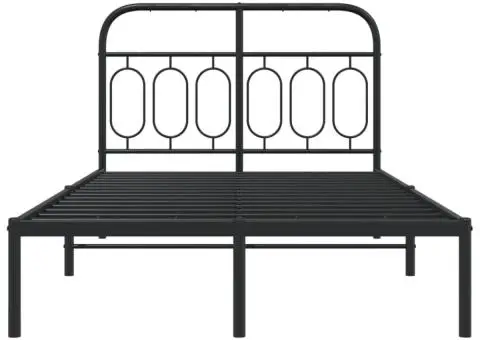 Cadru de pat metalic cu tăblie, negru, 120x190 cm - 4/5