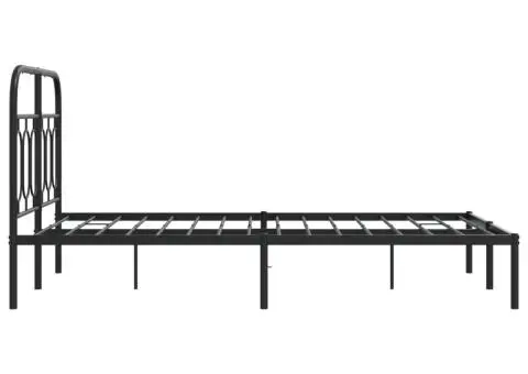 Cadru de pat metalic cu tăblie, negru, 120x190 cm - 5/5