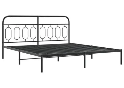 Cadru de pat metalic cu tăblie, negru, 180x200 cm - 3/5