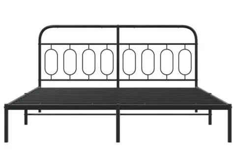 Cadru de pat metalic cu tăblie, negru, 180x200 cm - 4/5