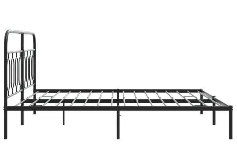 Cadru de pat metalic cu tăblie, negru, 193x203 cm - 5/5