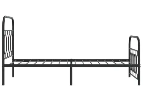 Cadru pat metalic cu tăblii de cap/picioare, negru, 90x200 cm - 5/5