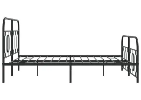Cadru pat metalic cu tăblie de cap/picioare, negru, 150x200 cm - 5/5