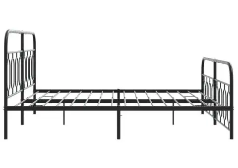 Cadru pat metalic cu tăblii de cap/picioare, negru, 183x213 cm - 5/5