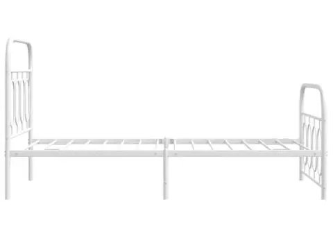 Cadru de pat metalic cu tăblie de cap/picioare, alb, 90x200 cm - 5/5