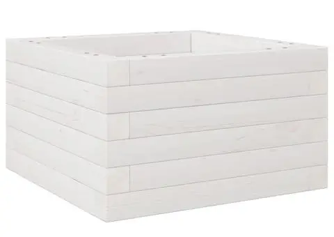 Jardinieră de grădină, alb, 40x40x23 cm, lemn masiv de pin - 2/5