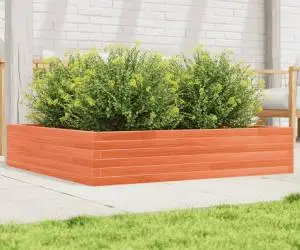 vidaXL Jardinieră grădină, maro ceruit, 110x110x23 cm, lemn masiv pin