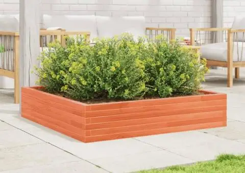 Jardinieră grădină, maro ceruit, 110x110x23 cm, lemn masiv pin - 3/5