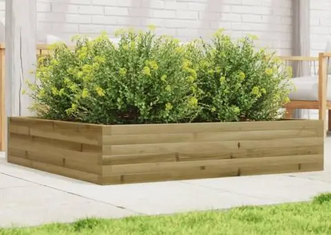 Jardinieră de grădină, 110x110x23 cm, lemn de pin impregnat - 1/5