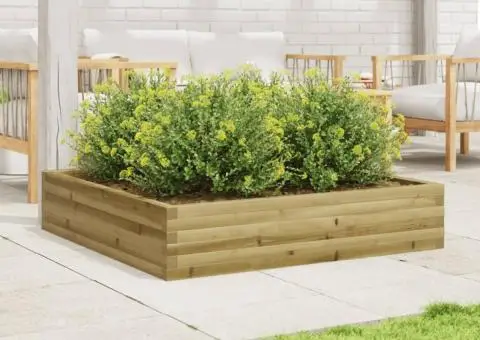 Jardinieră de grădină, 110x110x23 cm, lemn de pin impregnat - 3/5