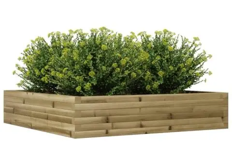 Jardinieră de grădină, 110x110x23 cm, lemn de pin impregnat - 4/5