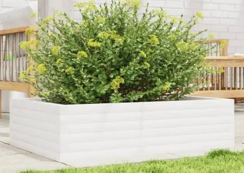 Jardinieră de grădină, alb, 90x60x23 cm, lemn masiv de pin - 1/5