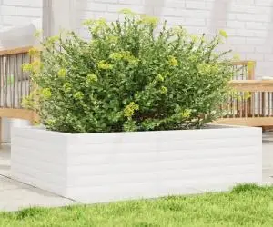 vidaXL Jardinieră de grădină, alb, 90x60x23 cm, lemn masiv de pin