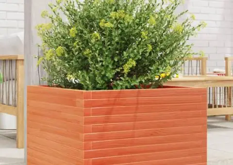 Jardinieră grădină, maro ceruit, 70x70x45,5 cm, lemn masiv pin - 1/5