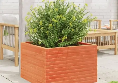 Jardinieră grădină, maro ceruit, 70x70x45,5 cm, lemn masiv pin - 3/5