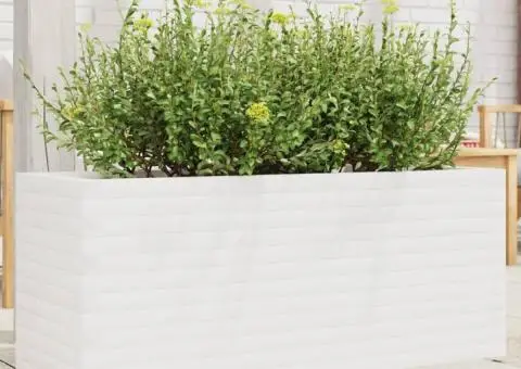 Jardinieră de grădină, alb, 110x40x45,5 cm, lemn masiv de pin - 1/5