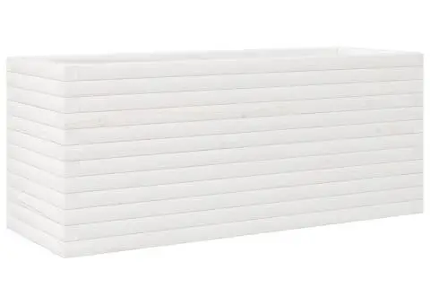 Jardinieră de grădină, alb, 110x40x45,5 cm, lemn masiv de pin - 2/5