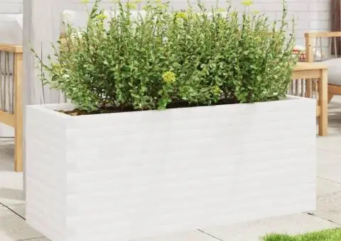 Jardinieră de grădină, alb, 110x40x45,5 cm, lemn masiv de pin - 3/5