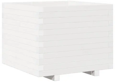 Jardinieră de grădină, alb, 60x60x49,5 cm, lemn masiv de pin - 2/5