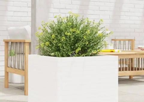 Jardinieră de grădină, alb, 60x60x49,5 cm, lemn masiv de pin - 3/5