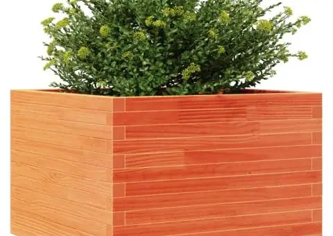 Jardinieră grădină, maro ceruit, 70x70x49,5 cm, lemn masiv pin - 4/5