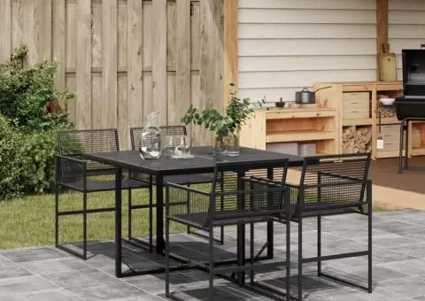 Set mobilier de grădină, 5 piese, negru, poliratan - 1/5