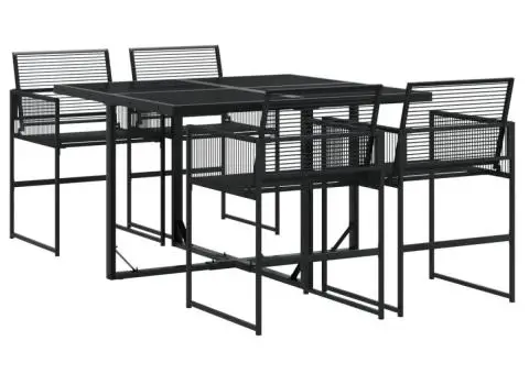 Set mobilier de grădină, 5 piese, negru, poliratan - 2/5