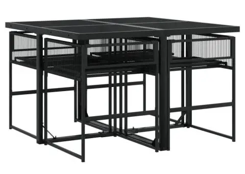 Set mobilier de grădină, 5 piese, negru, poliratan - 3/5