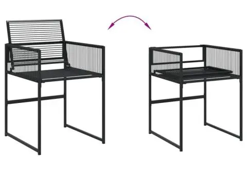 Set mobilier de grădină, 5 piese, negru, poliratan - 4/5
