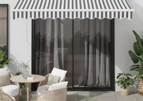 Copertină retractabilă antracit/alb, 3x2,5 m, textil/aluminiu - 1/5