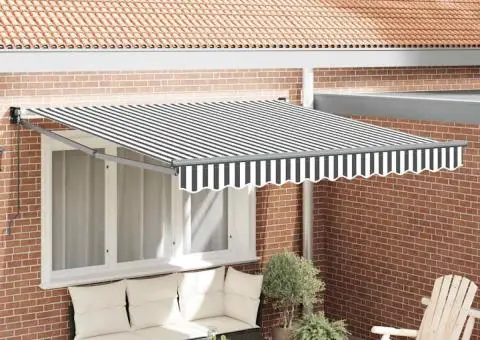 Copertină retractabilă antracit/alb, 3x2,5 m, textil/aluminiu - 1/5