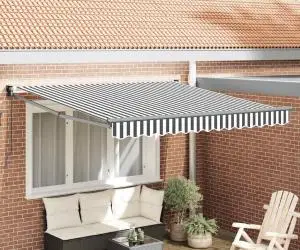 vidaXL Copertină retractabilă antracit/alb, 3x2,5 m, textil/aluminiu