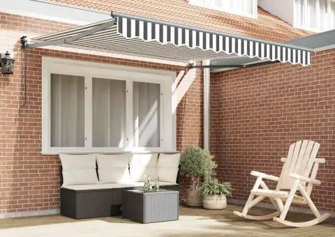 Copertină retractabilă antracit/alb, 3x2,5 m, textil/aluminiu - 3/5