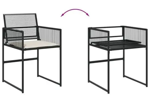 Set mobilier de exterior cu perne, 11 piese, negru, poliratan - 4/5