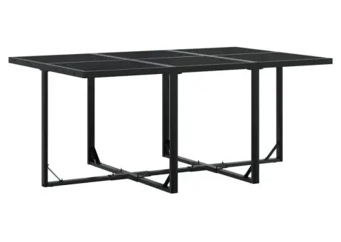 Set mobilier de exterior cu perne, 11 piese, negru, poliratan - 5/5