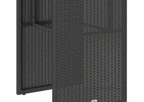 Set bistro cu perne, 3 piese, negru, poliratan - 4/5