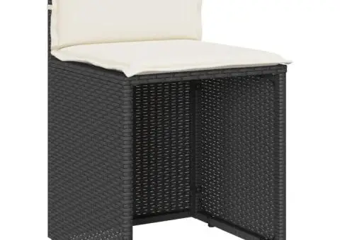 Set bistro cu perne, 3 piese, negru, poliratan - 5/5