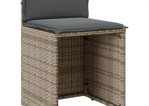 Set bistro de grădină cu perne, 3 piese, gri, poliratan - 5/5