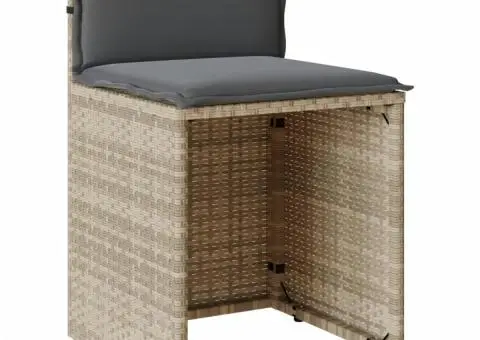 Set bistro cu perne, 3 piese, gri deschis, poliratan - 5/5