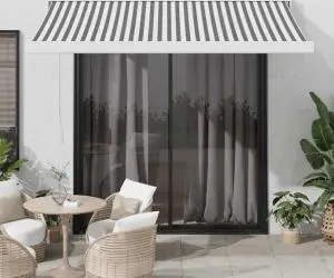 vidaXL Copertină retractabilă antracit/alb, 3,5x2,5 m, textil/aluminiu