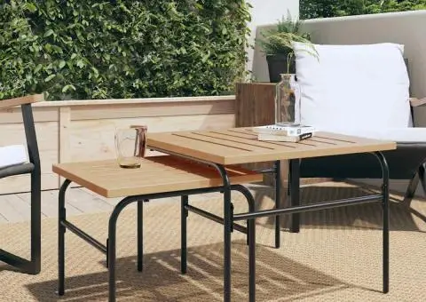 Măsuțe de cafea suprapuse de grădină 2 buc. maro și negru, oțel - 1/5