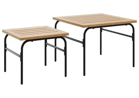 Măsuțe de cafea suprapuse de grădină 2 buc. maro și negru, oțel - 2/5