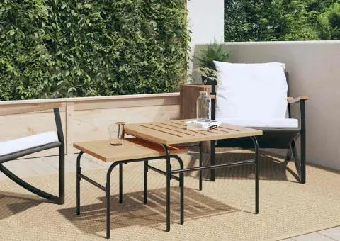 Măsuțe de cafea suprapuse de grădină 2 buc. maro și negru, oțel - 3/5