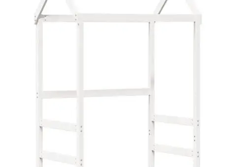 Set pat și bancă cu acoperiș, alb, 90x200 cm, lemn masiv de pin - 5/5