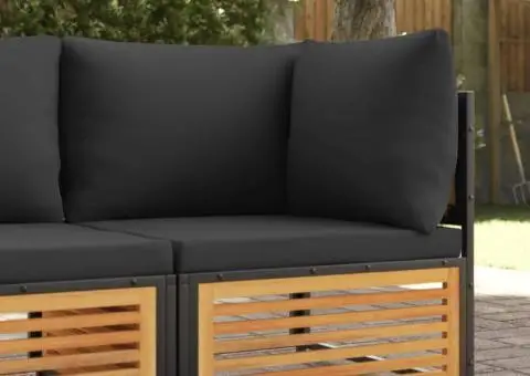 Canapea de colț de grădină, cu perne, lemn masiv acacia - 1/5