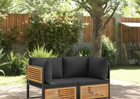 Canapea de colț de grădină, cu perne, lemn masiv acacia - 3/5