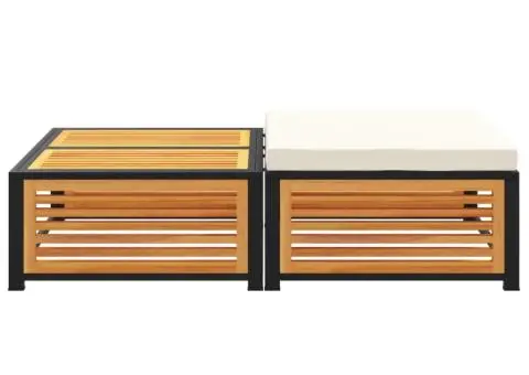 Masă de grădină cu taburet, lemn masiv de acacia - 4/5